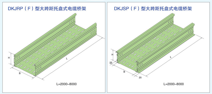 大跨距托盘式电缆桥架DKJRP(F) 和 DKJSP(F)型号